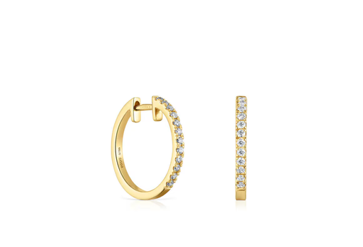 Pendientes aro cortos de oro con diamantes 12,5 mm Les Classiques